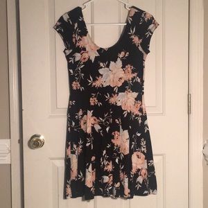 Black and Rose Print Dress